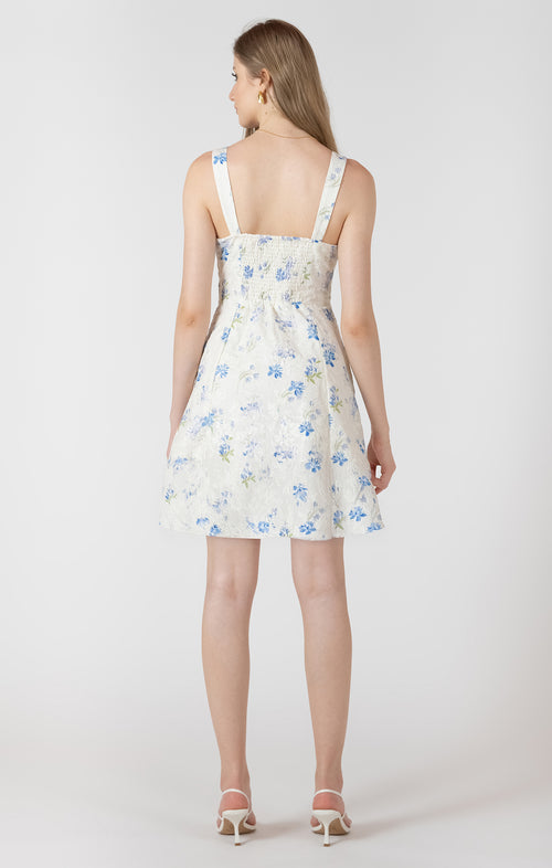 Floral Embroidered V-Neck Mini Dress