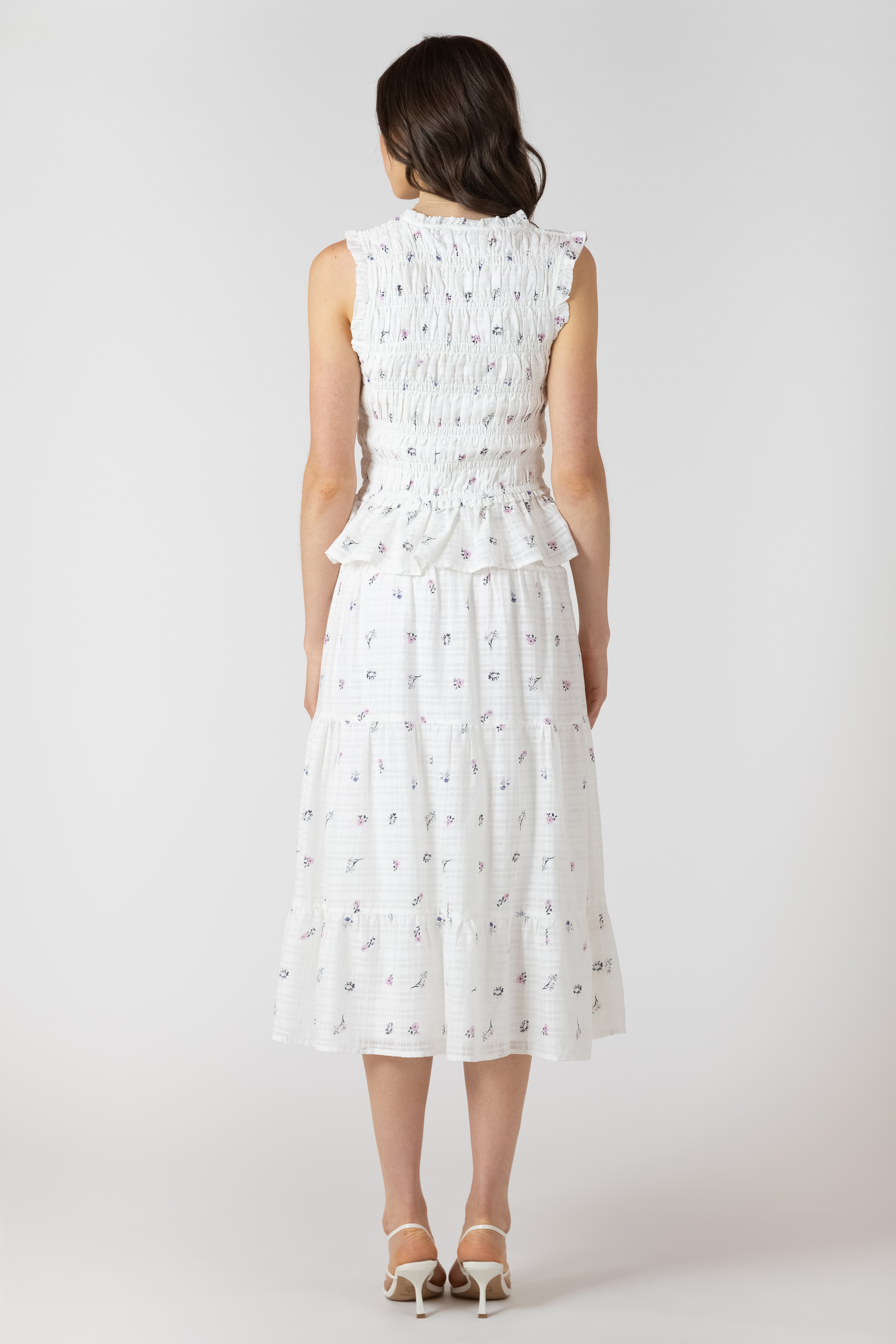 Smocked Waist Midi Skirt