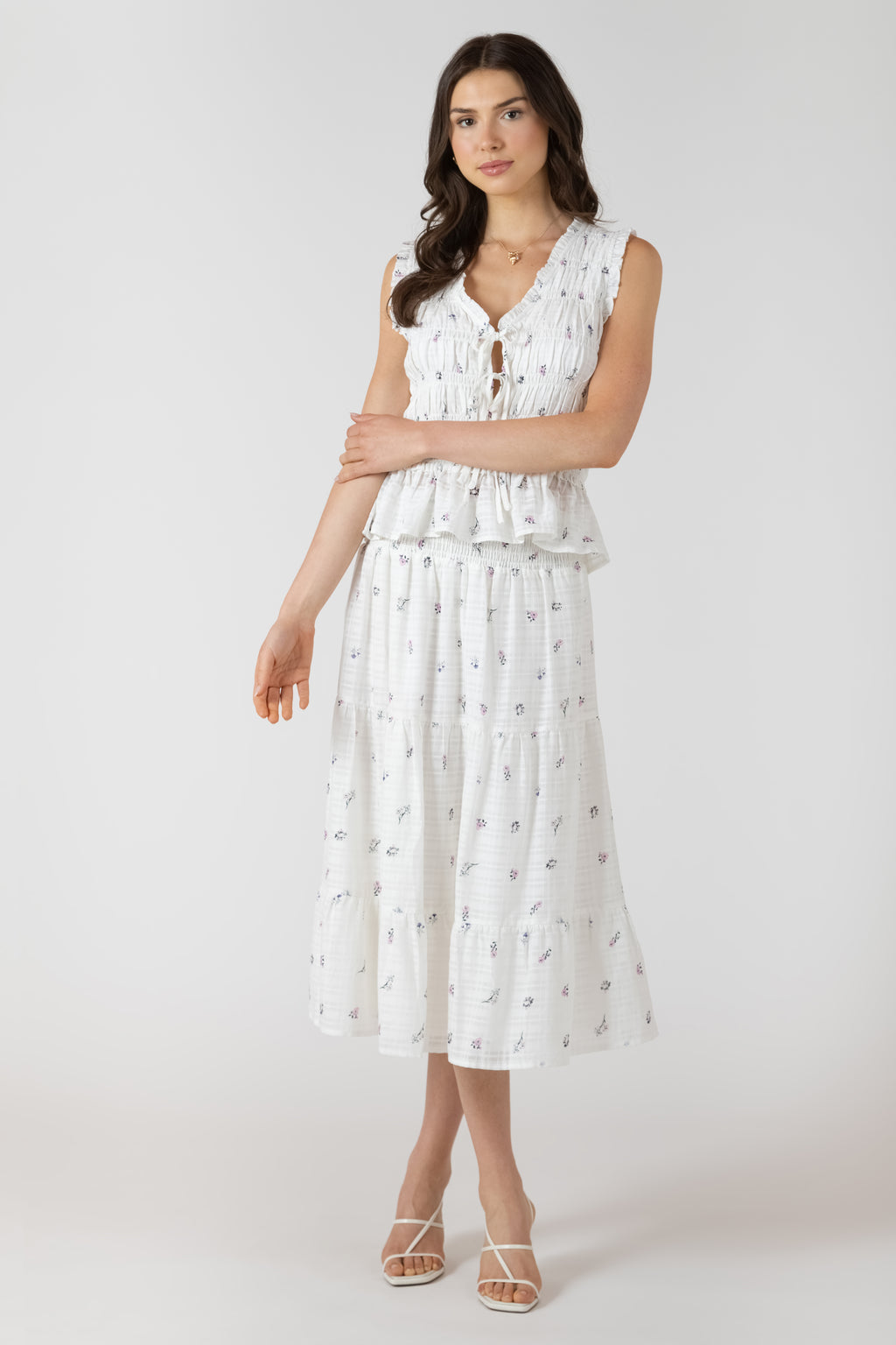Smocked Waist Midi Skirt