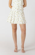 Button Front Lemon Mini Skirt