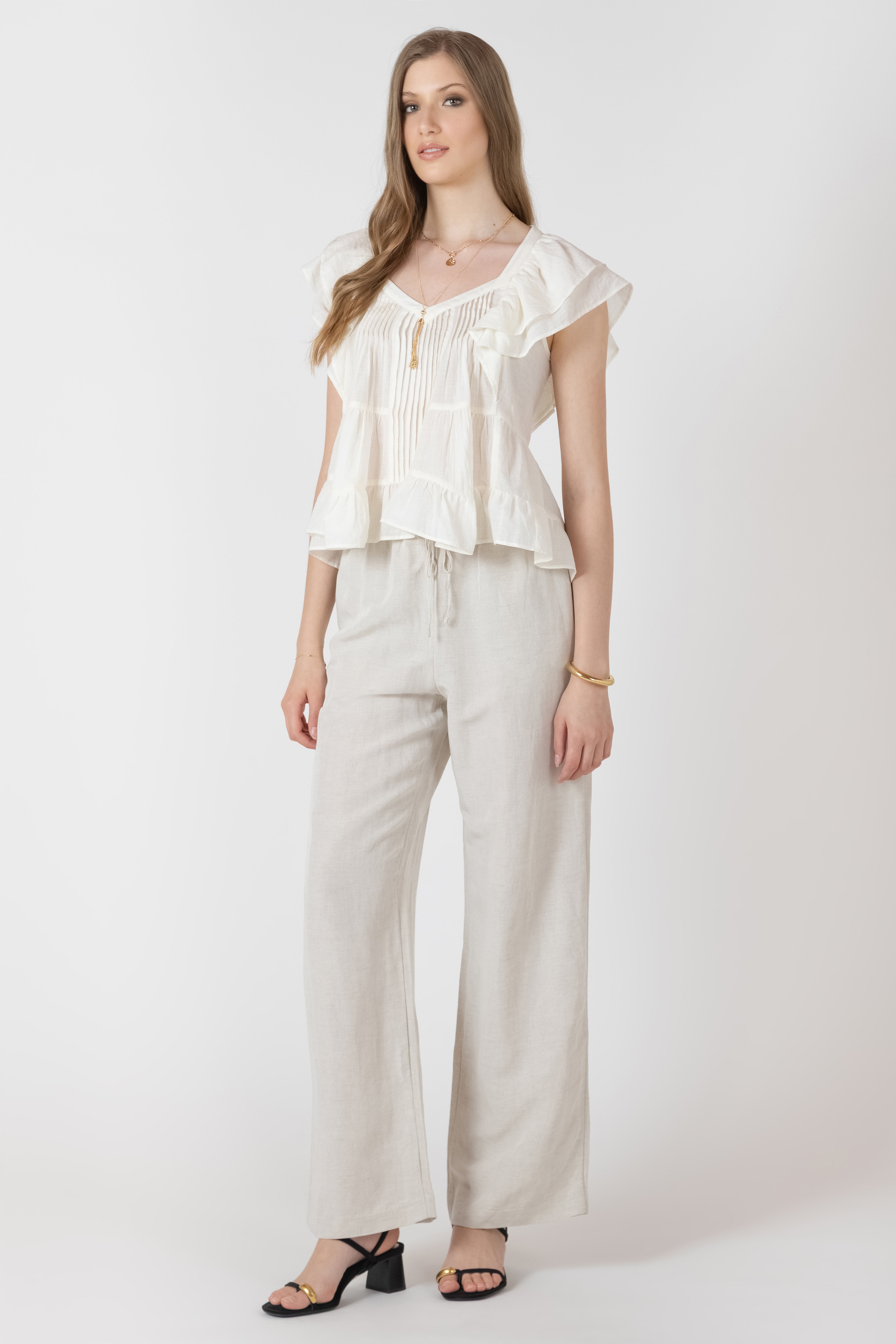 Elastic Waist Linen Pants