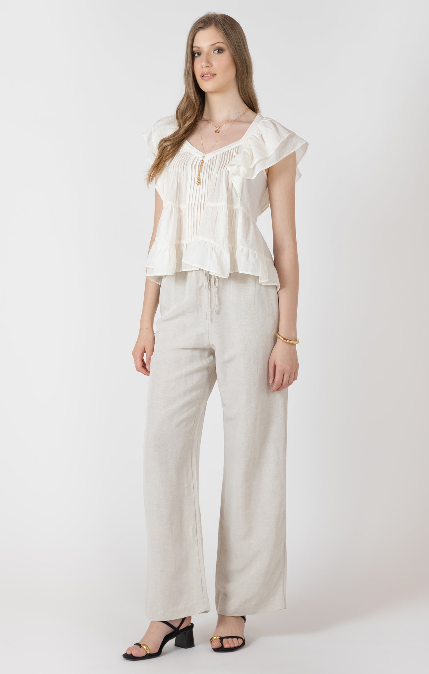Elastic Waist Linen Pants