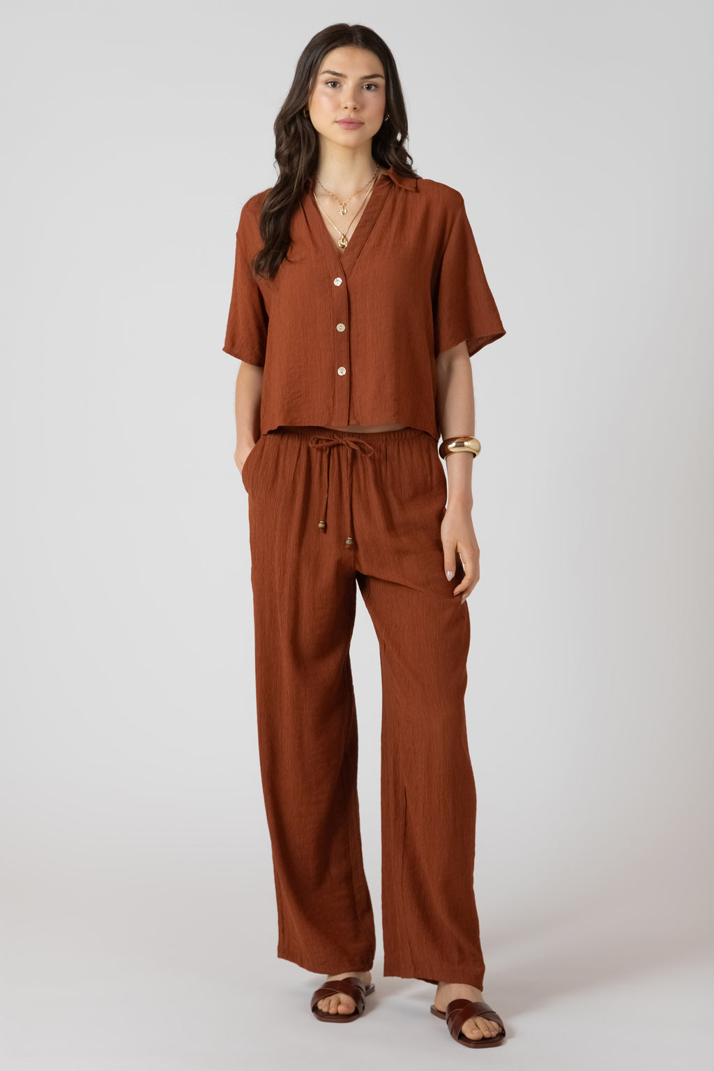 Drawstring Wide Flowy Pant