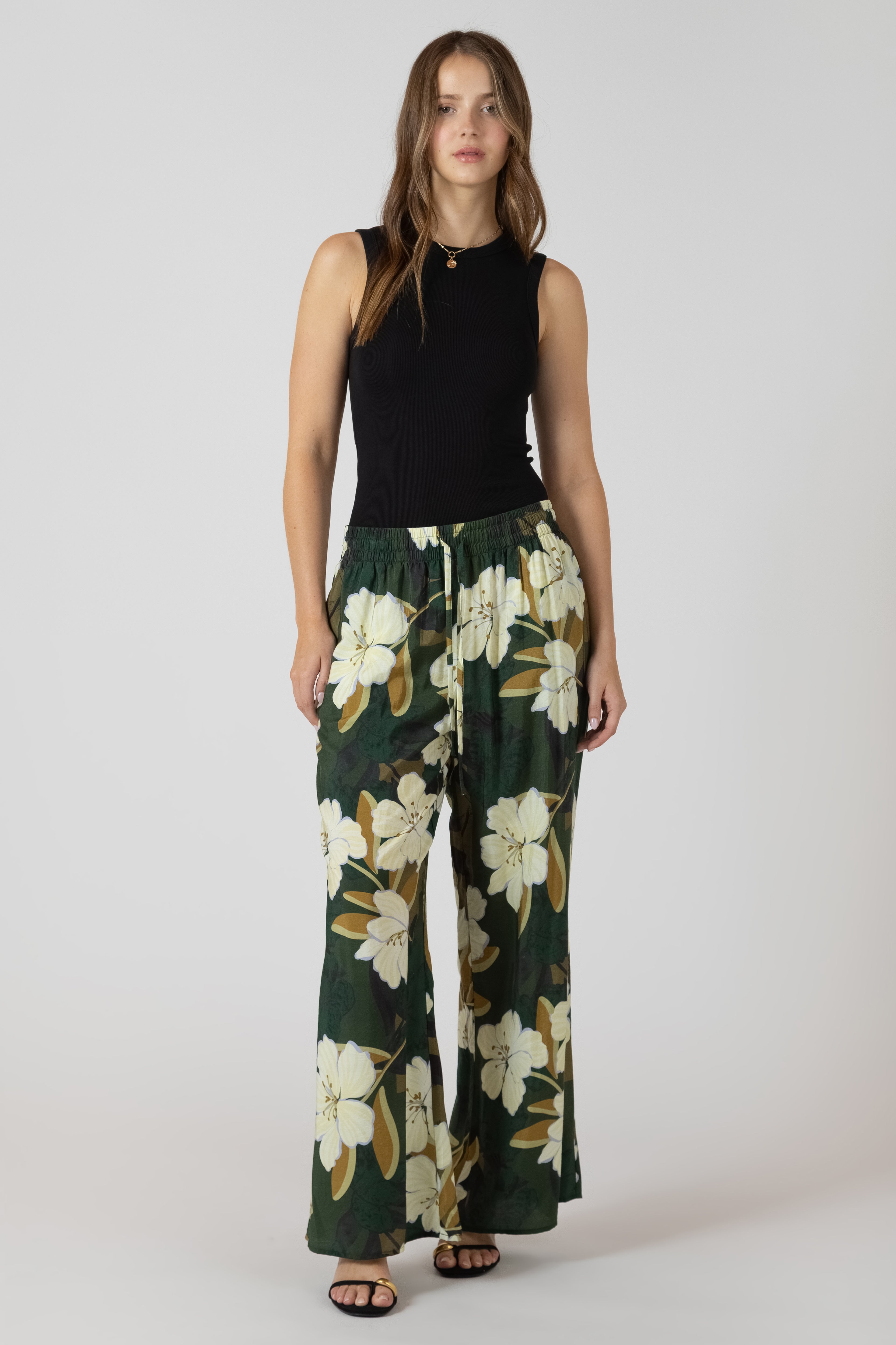 Wide Leg Bold Floral Flowy Pants