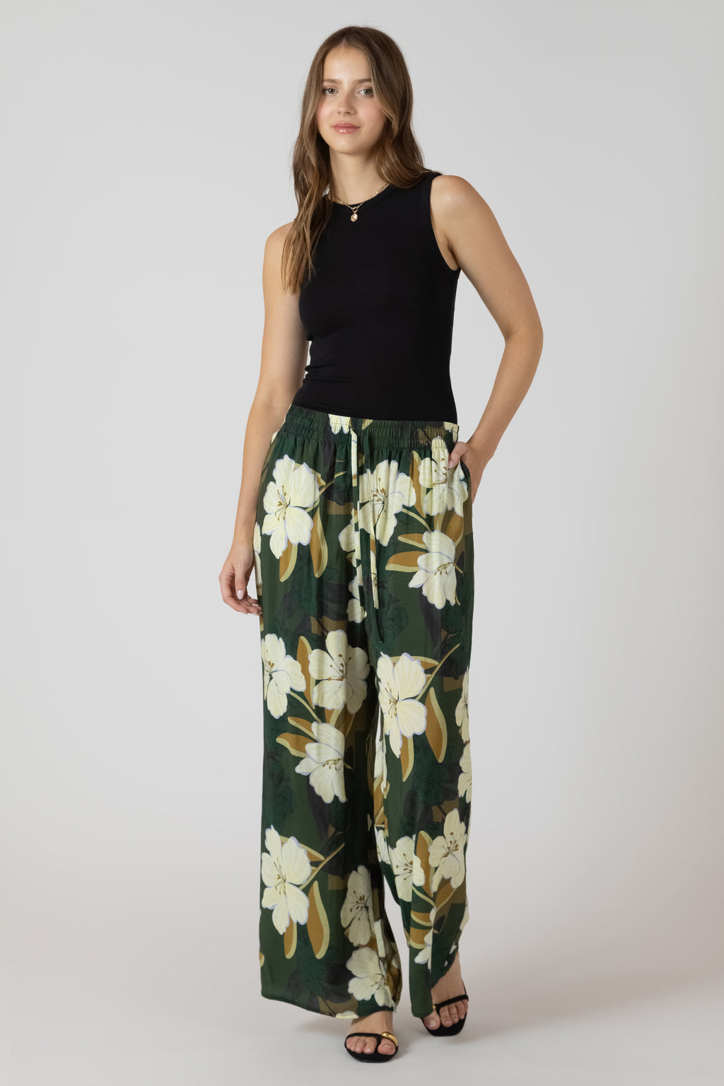 Wide Leg Bold Floral Flowy Pants