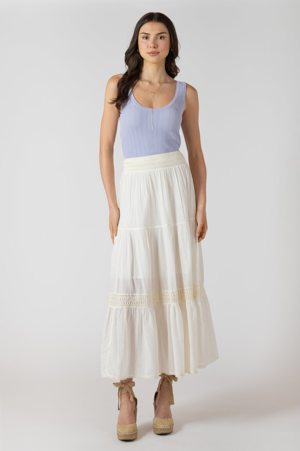 Crochet Lace Detail Maxi Skirt