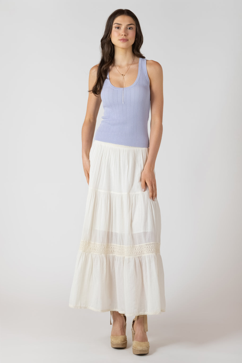 Crochet Lace Detail Maxi Skirt