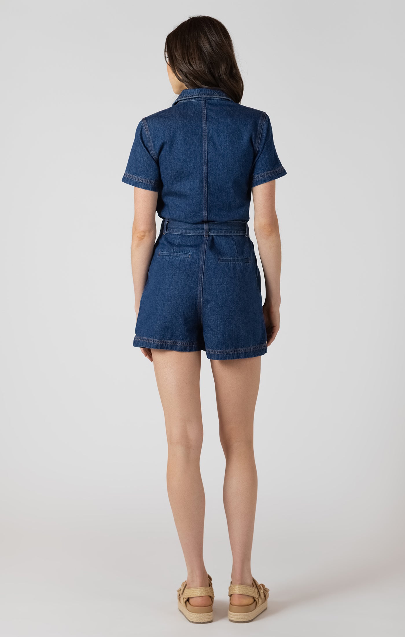 Belted Utility Denim Romper