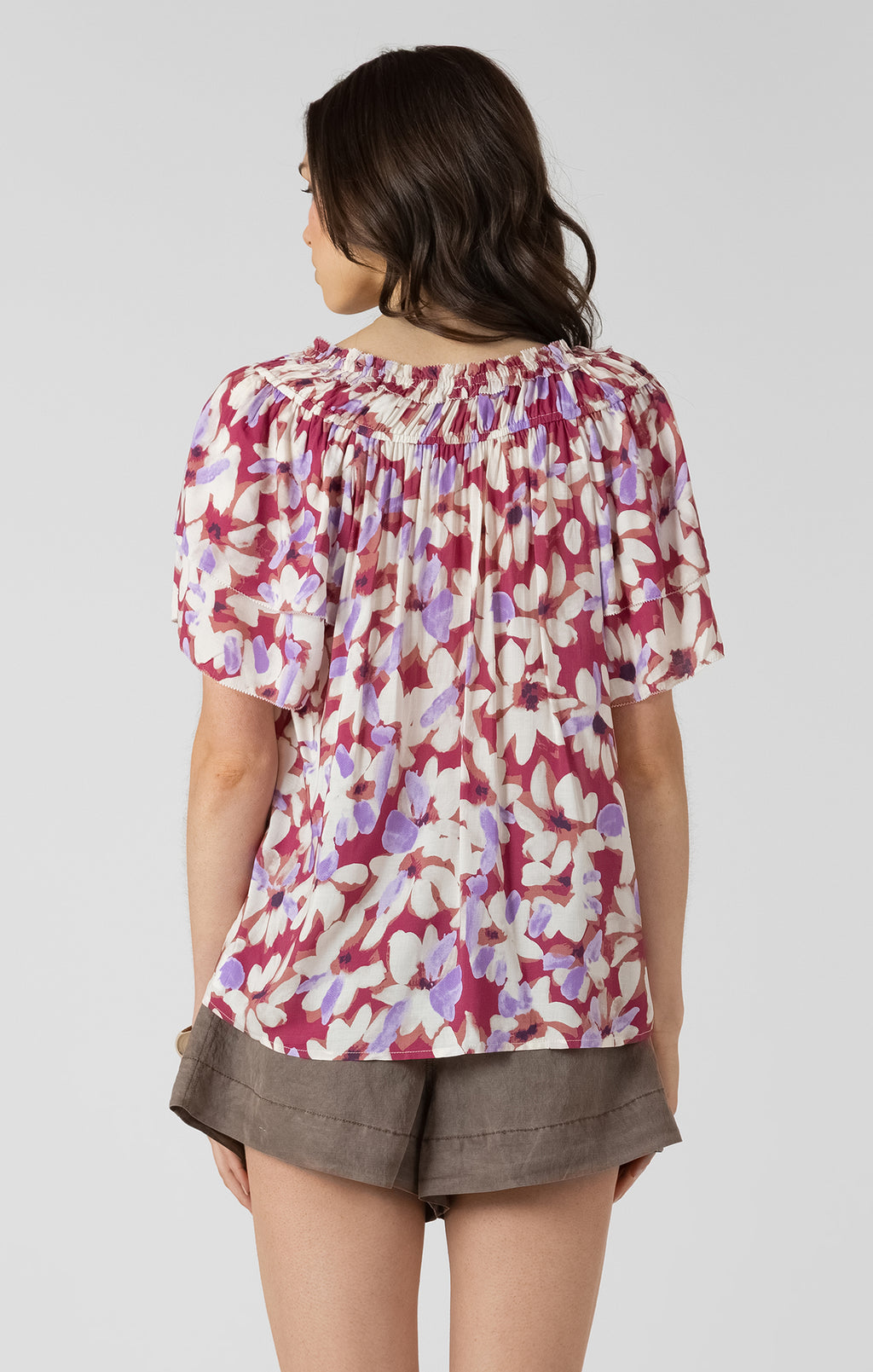 Flutter Sleeve Floral Blouse