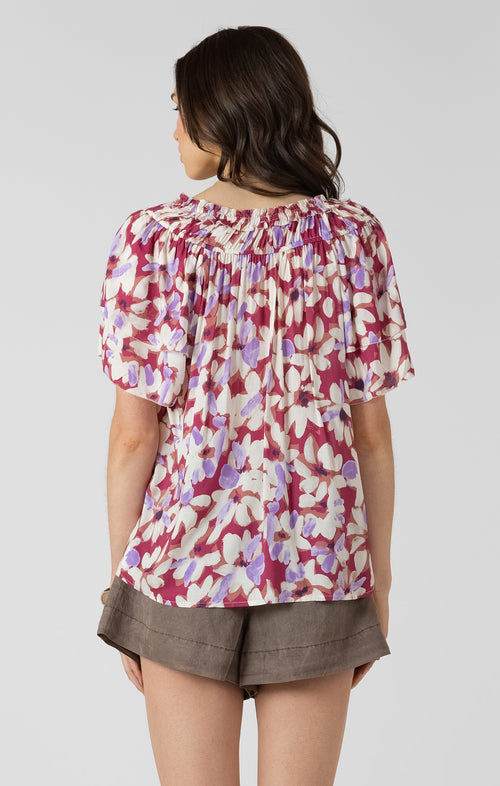 Flutter Sleeve Floral Blouse