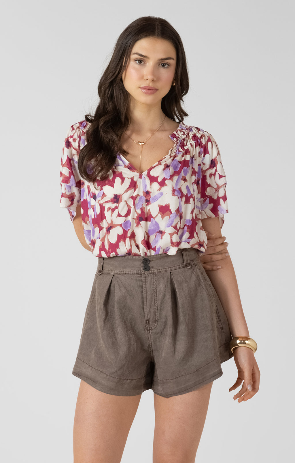 Flutter Sleeve Floral Blouse