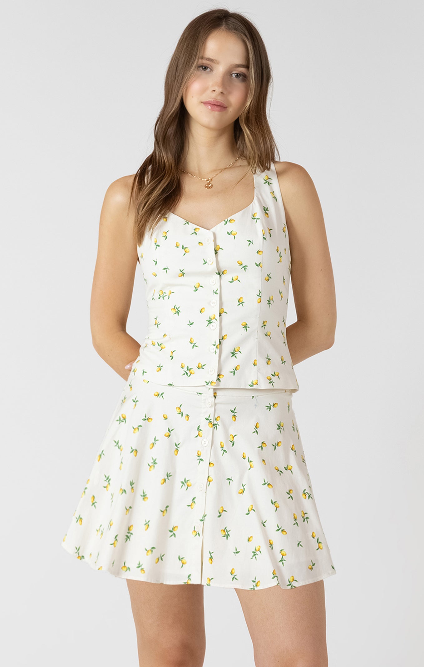 Button Front Lemon Halter Top