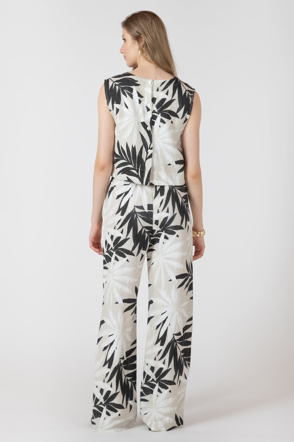 Boxy Palm Leaf Printed Top