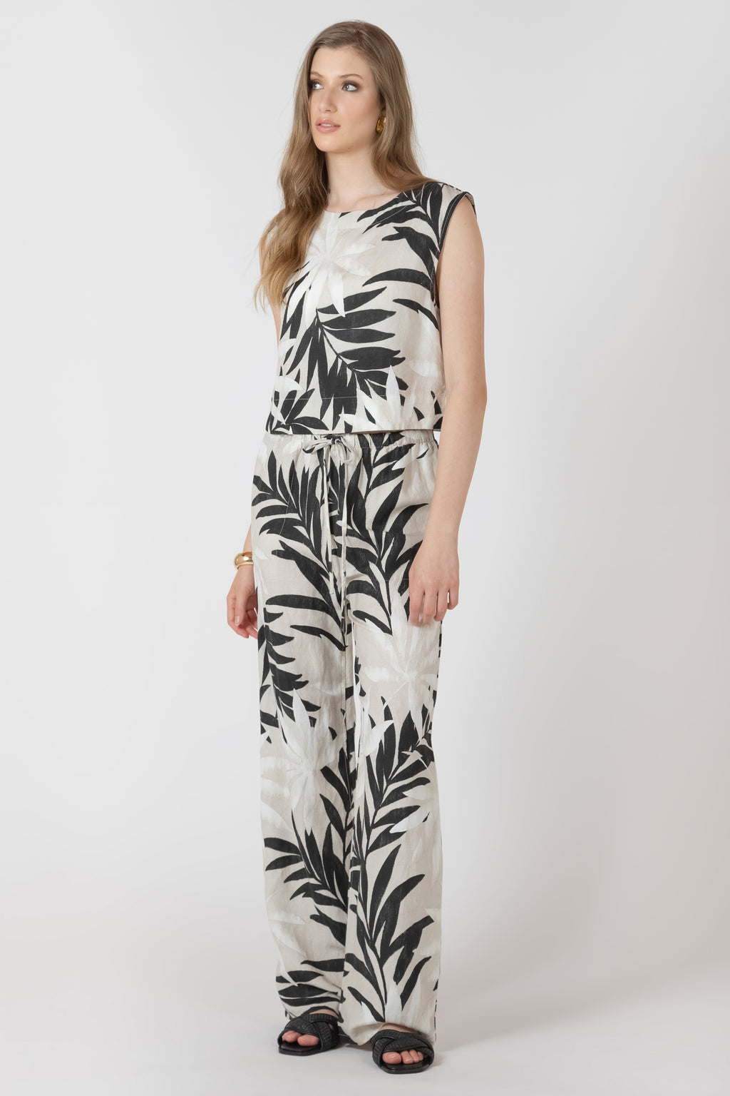 Boxy Palm Leaf Printed Top