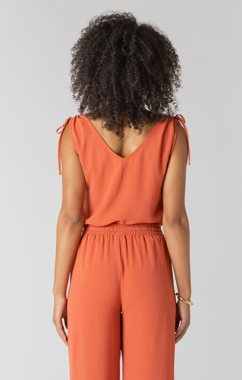V-Neck Tie Shoulder Top