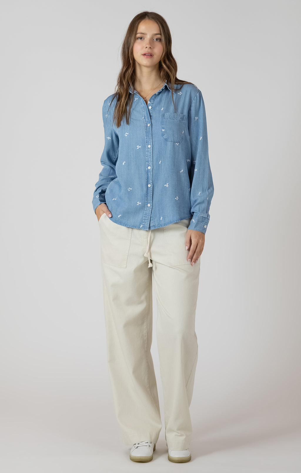 Embroidered Button Front Shirt