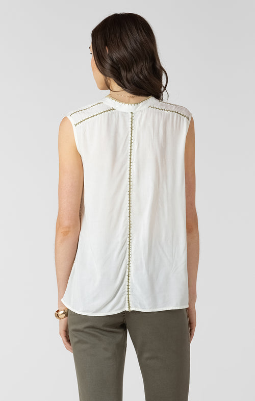 Beaded Contrast Trim Blouse