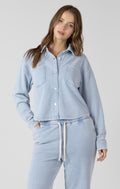 Cropped Knit Denim Overshirt