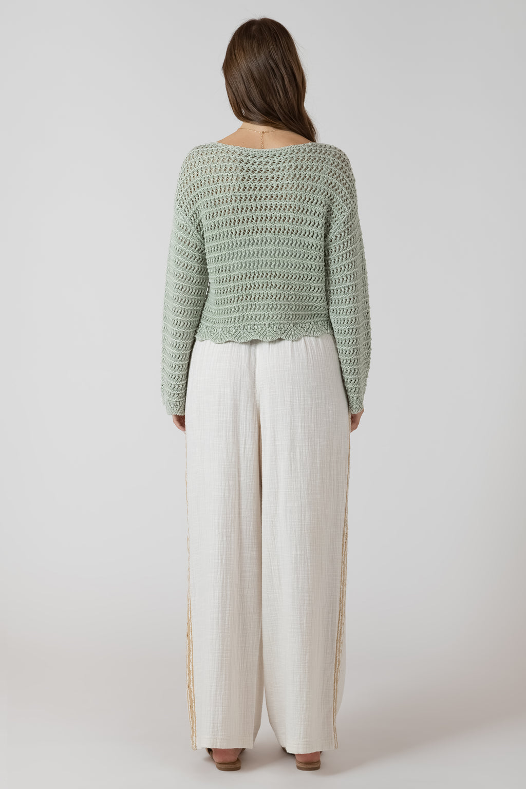 Scalloped Hem Open Stitch Sweater