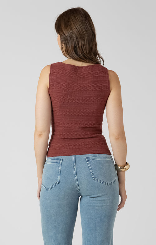Square-Neck Textured Tank