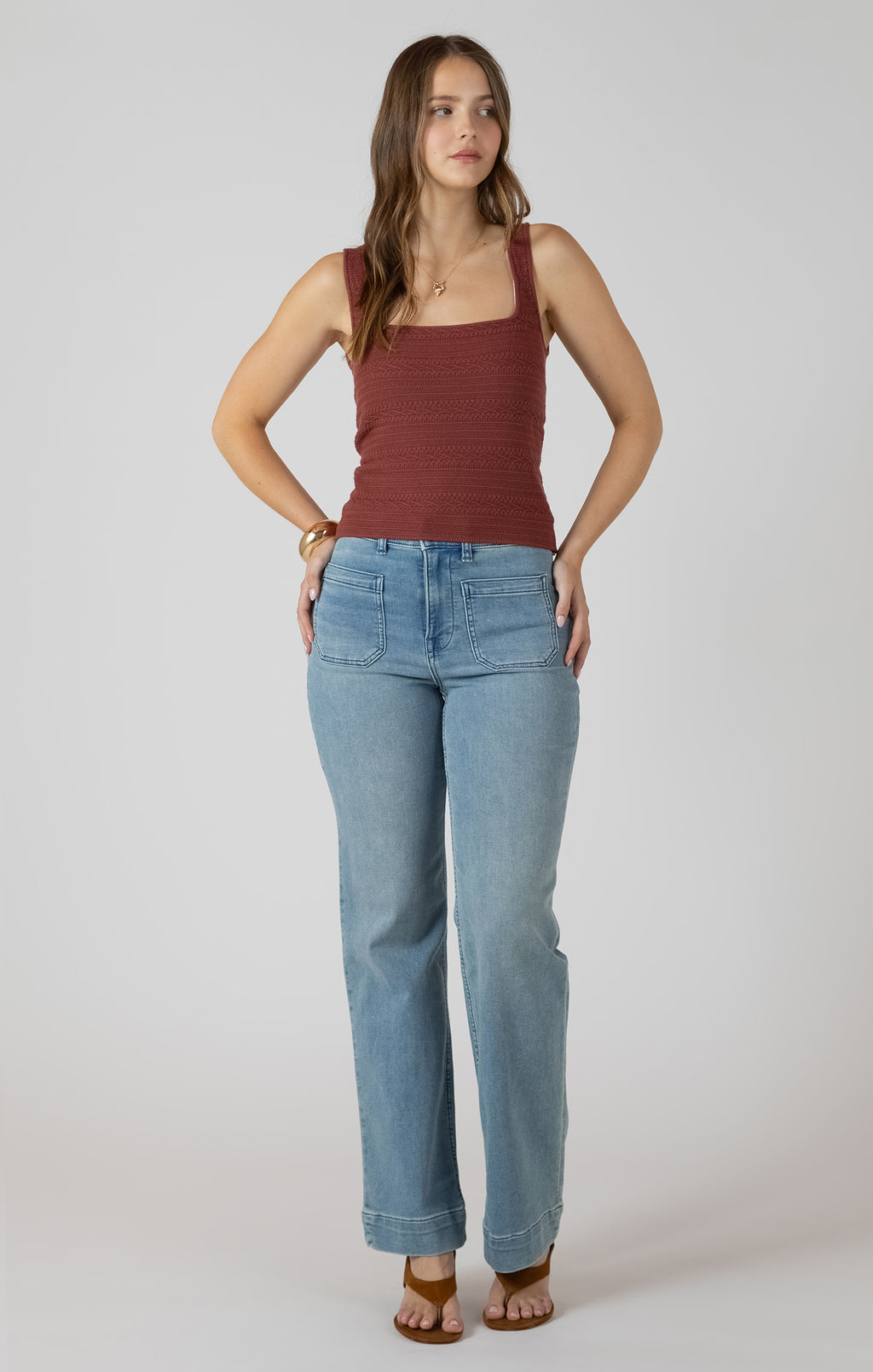 Square-Neck Textured Tank