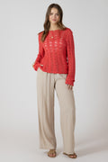 Scalloped Open Work Fishnet Sweater