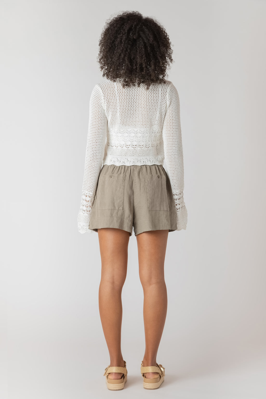Tie Front Cropped Crochet Cardigan