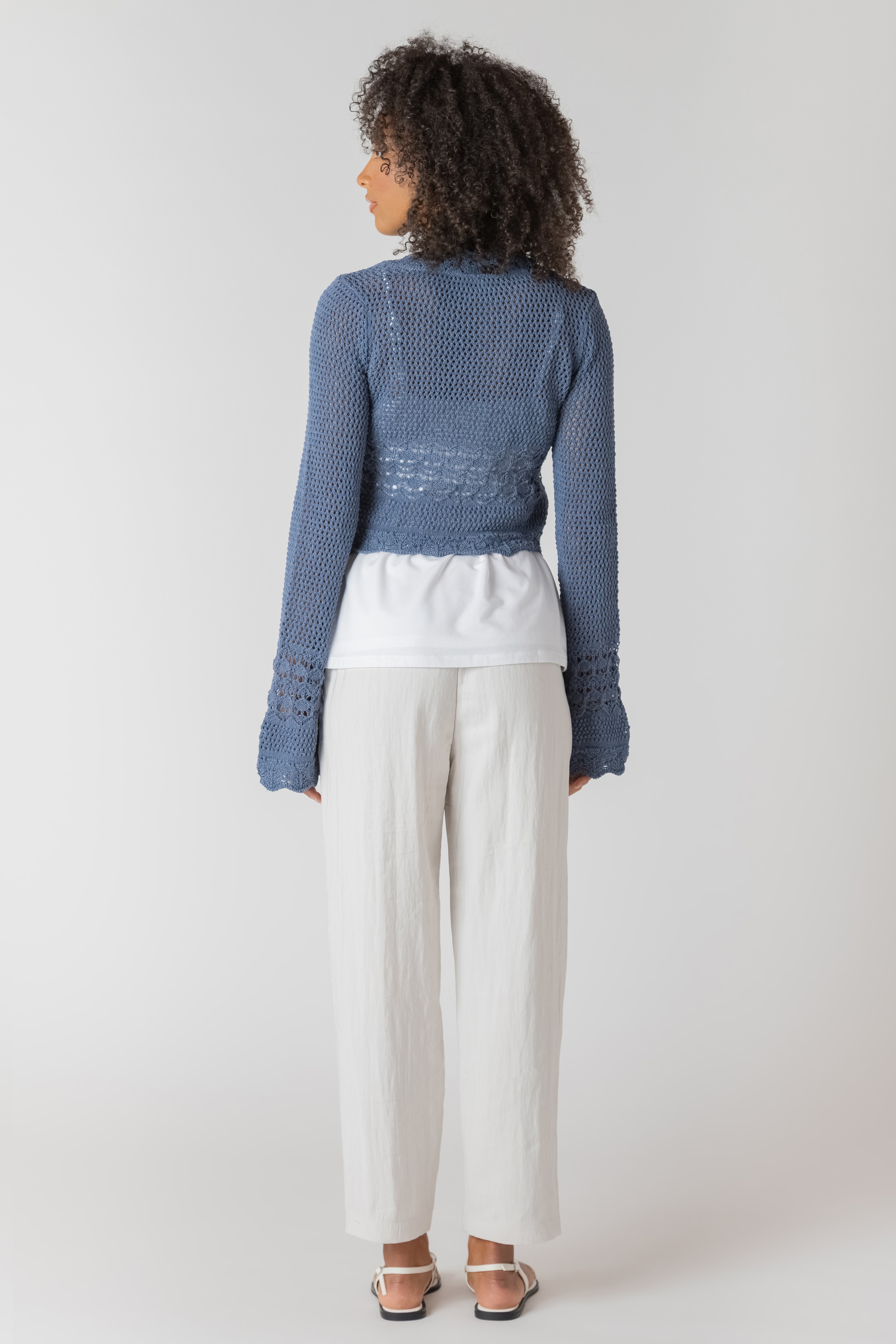 Tie Front Cropped Crochet Cardigan