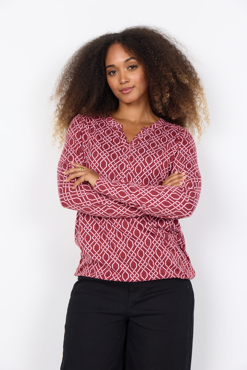 Felicity V-Neck Geometric Print Blouse