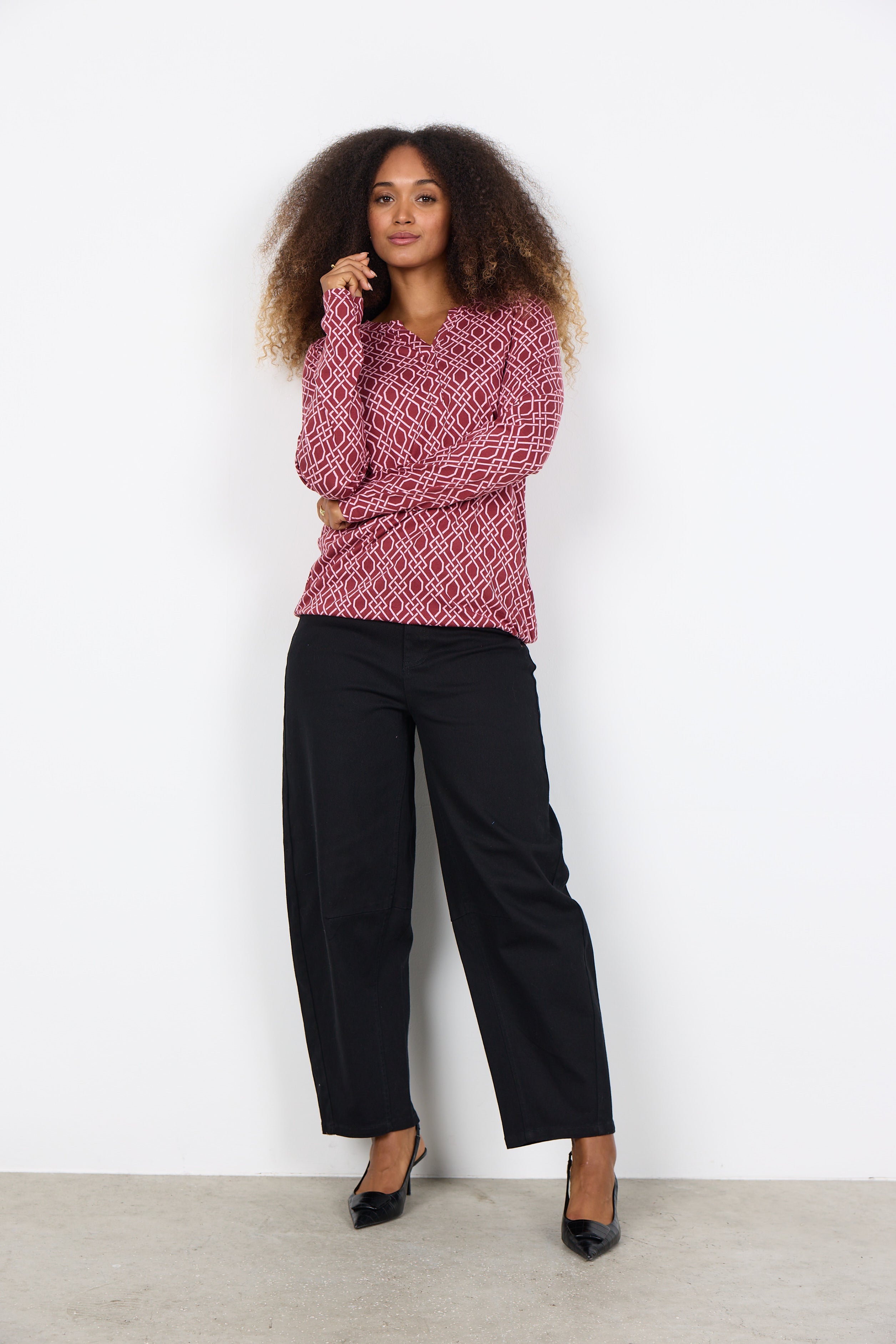 Felicity V-Neck Geometric Print Blouse