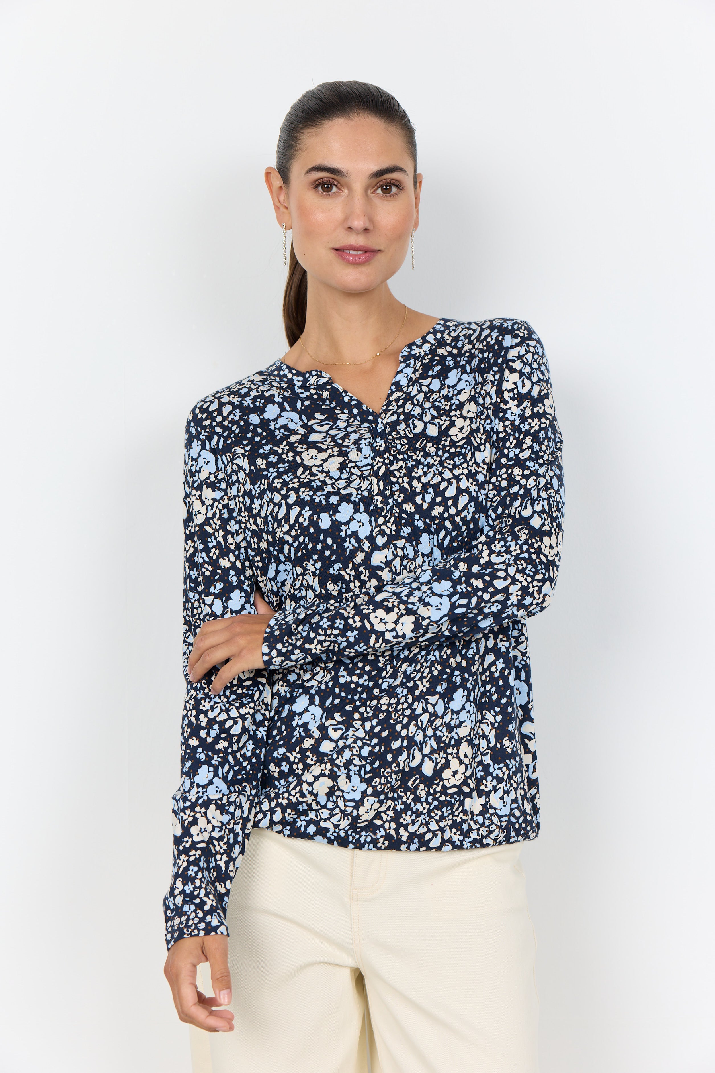 Felicity V-Neck Floral Print Blouse