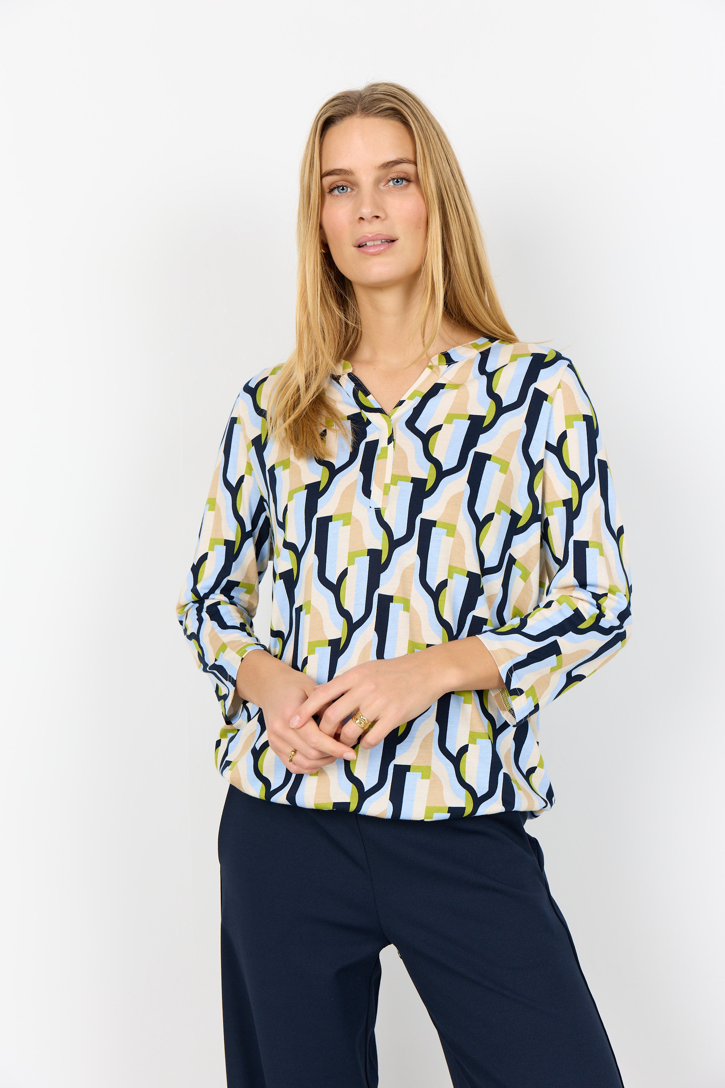 Felicity 3/4 Sleeve Abstract Blouse