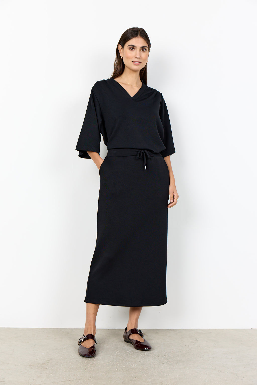 Banu Soft Drawstring Midi Skirt