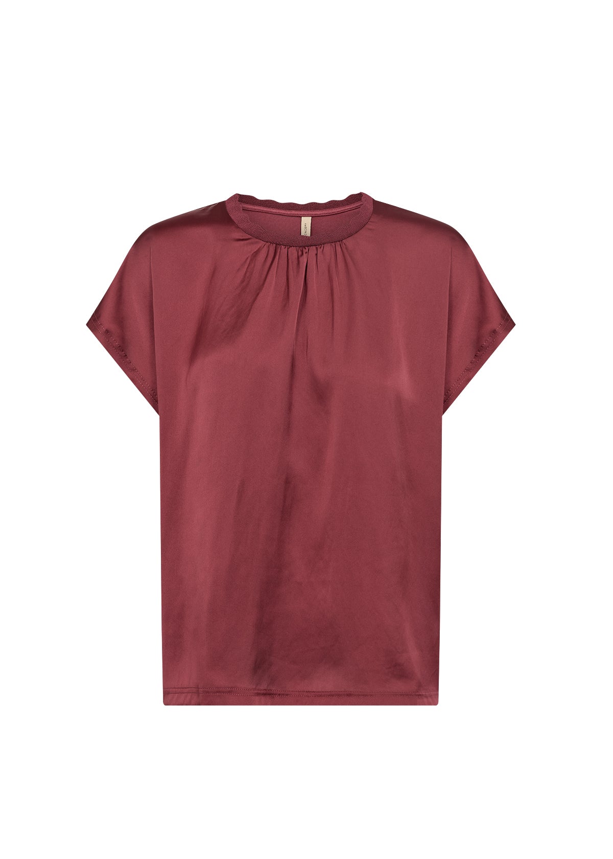Thilde Silky Gathered Neckline Loose Blouse