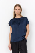Thilde Silky Gathered Neckline Loose Blouse