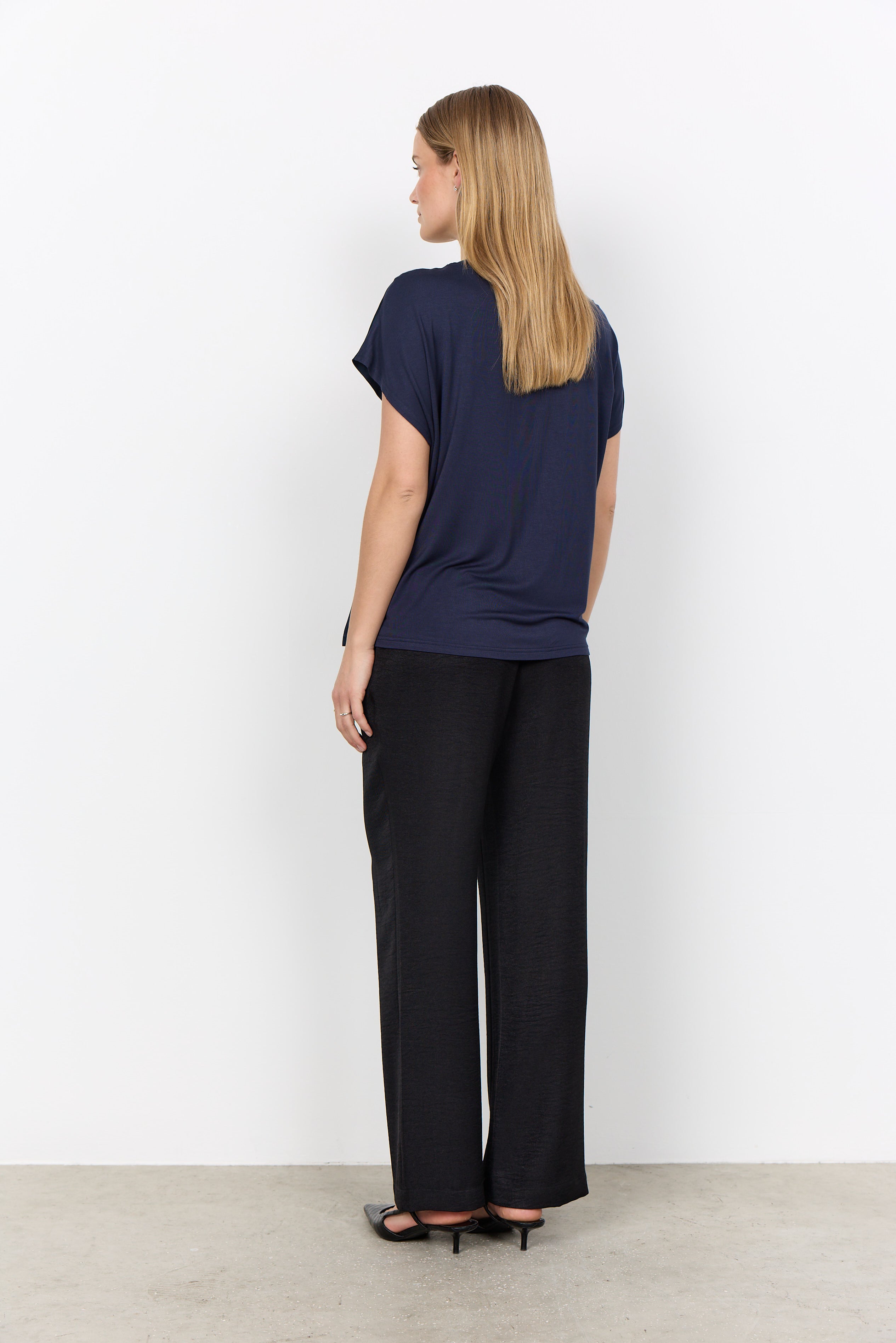 Thilde Silky Gathered Neckline Loose Blouse
