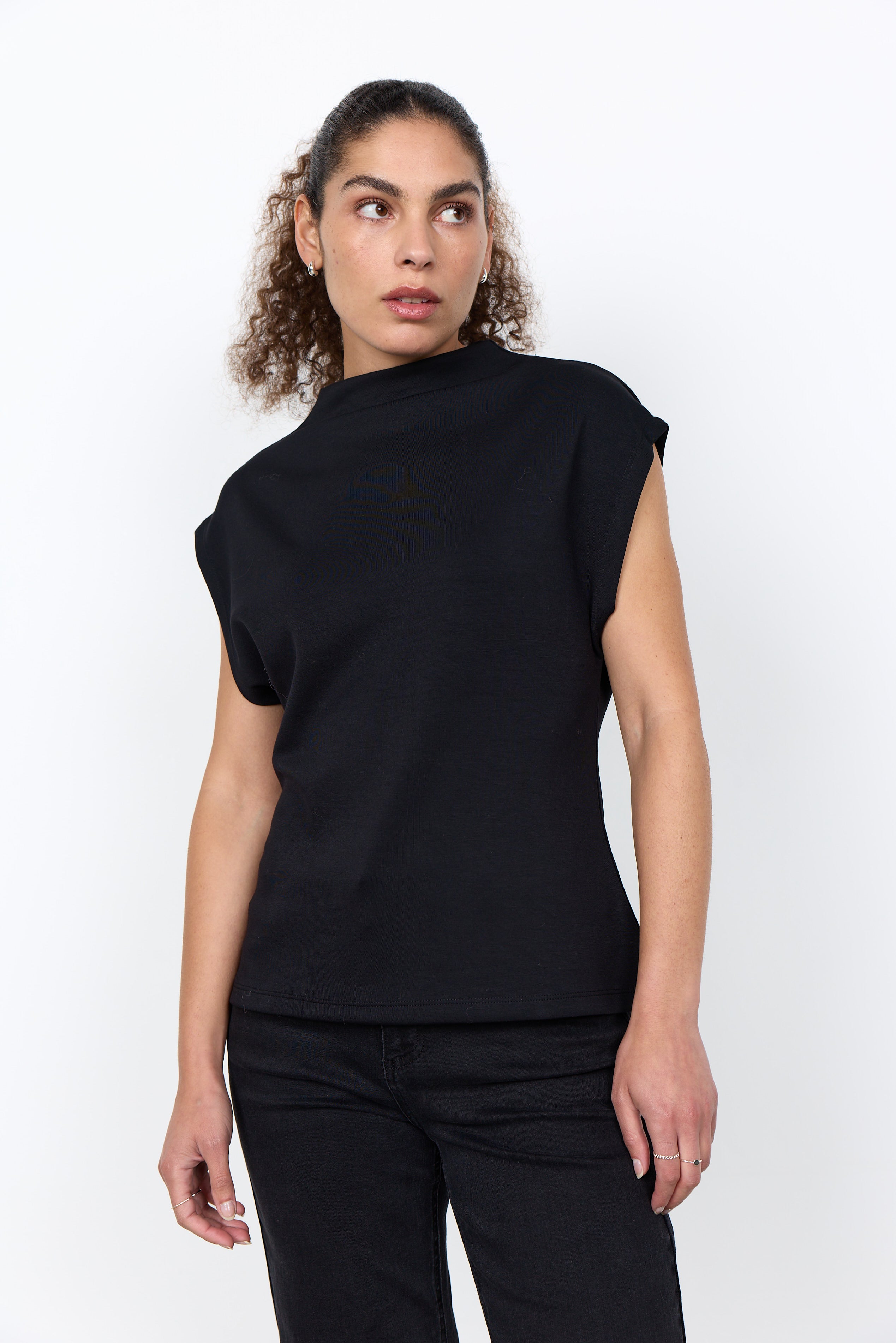 Banu Soft Sleeveless Mock Neck Top