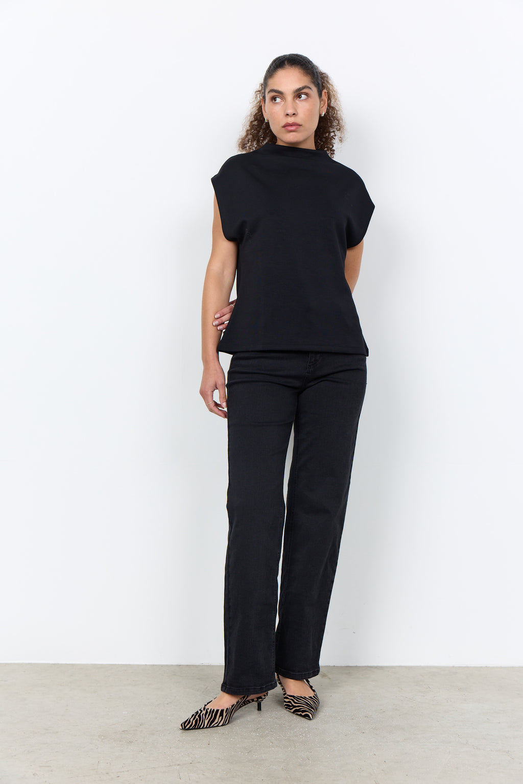 Banu Soft Sleeveless Mock Neck Top