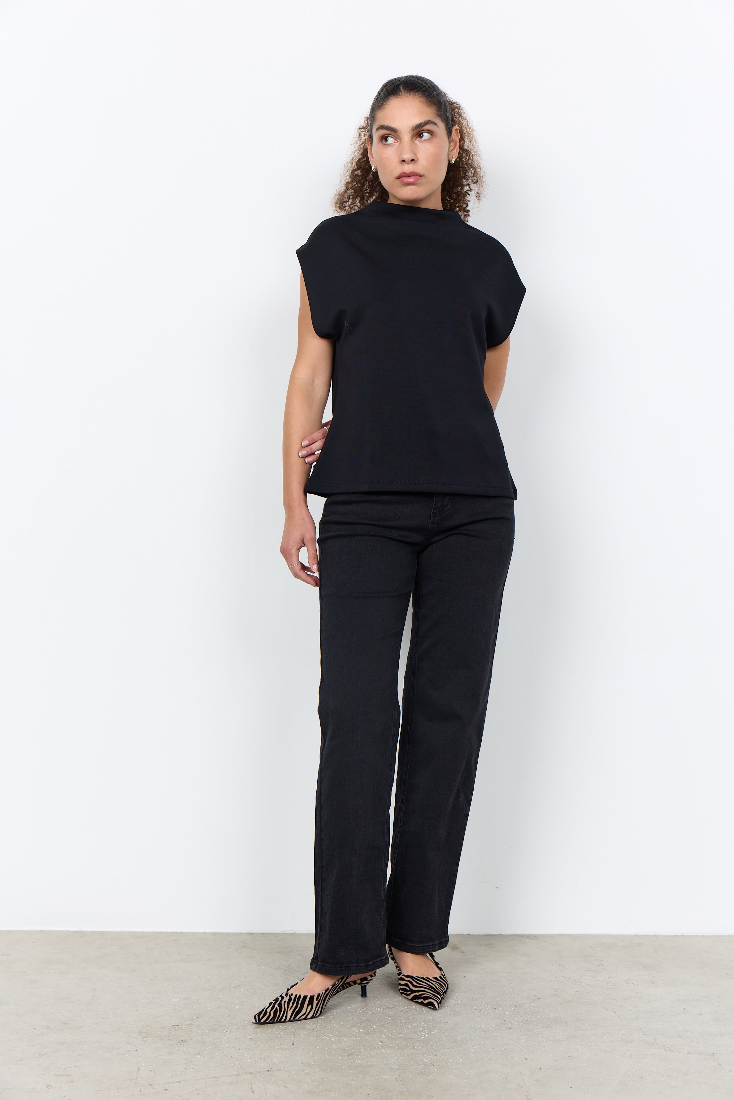 Banu Soft Sleeveless Mock Neck Top