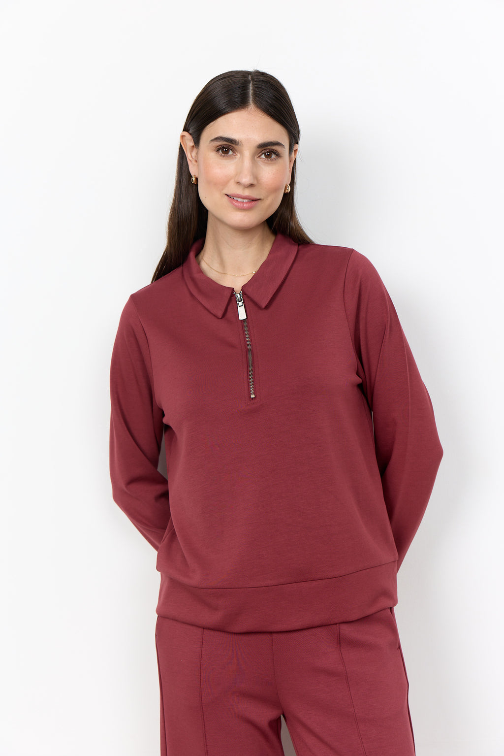 Banu Soft Quarter Zip Long Sleeve Top
