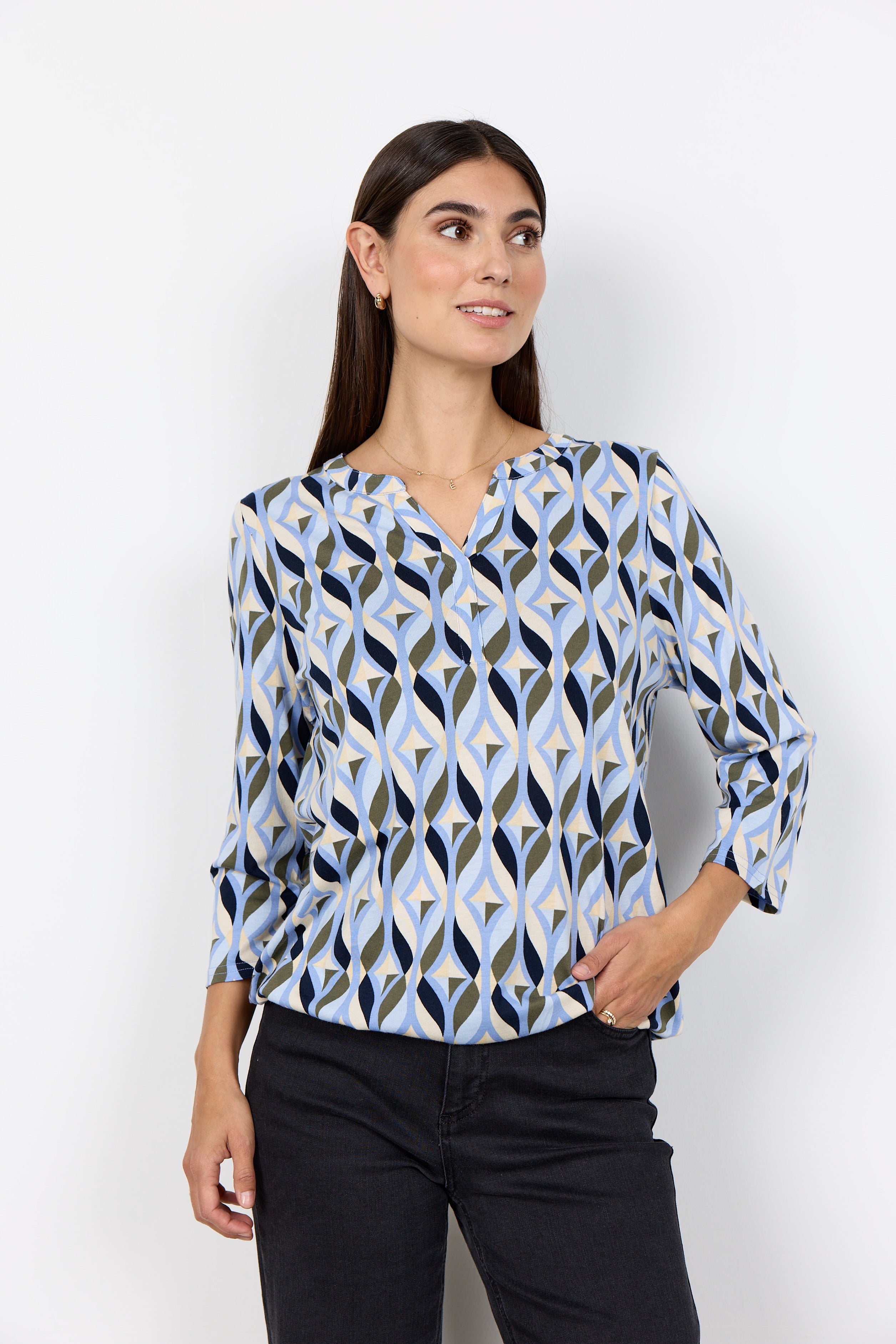 Felicity 3/4 Sleeve Abstract Blouse