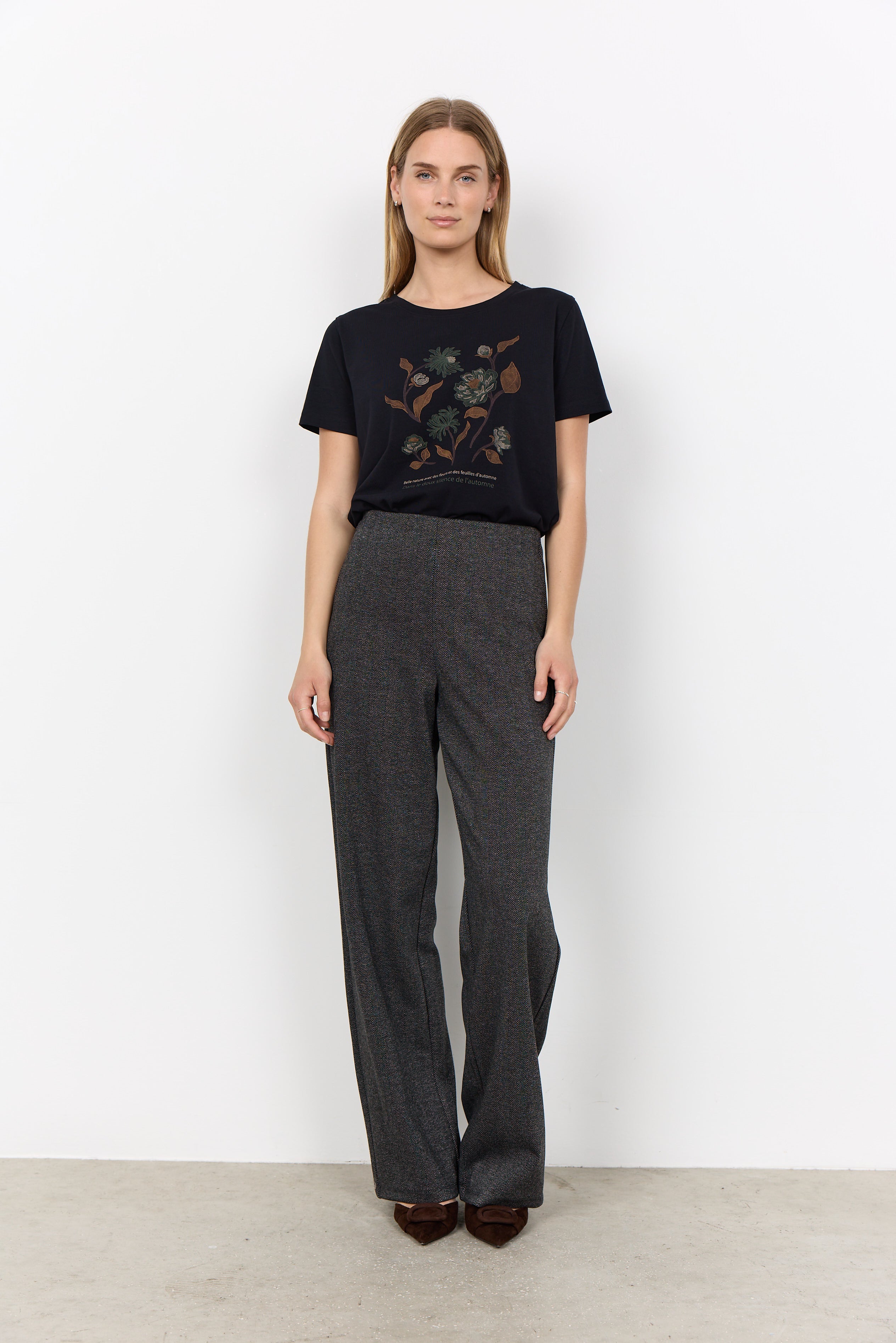 Hebe Straight Leg Textured Print Pant