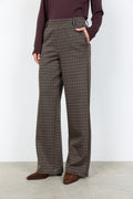 Hekla Wide Leg Plaid Print Trousers