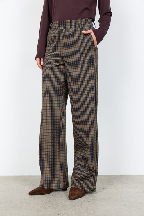 Hekla Wide Leg Plaid Print Trousers
