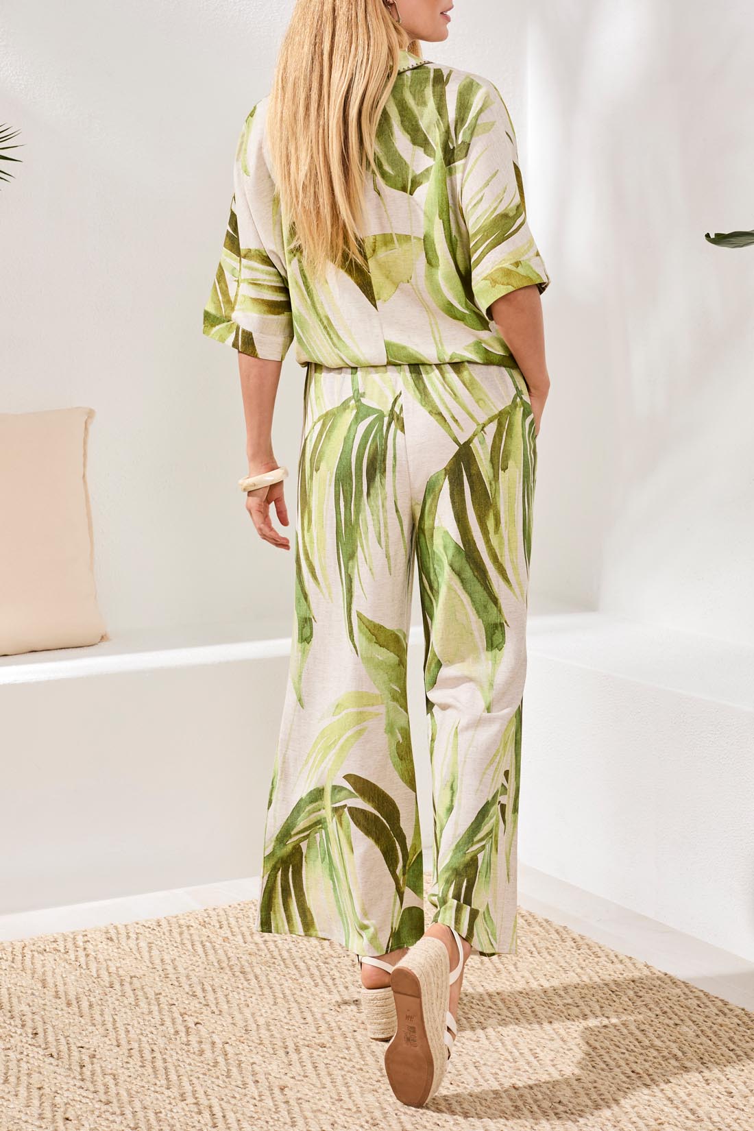 Flowy Linen Flare Pants With Drawcord Waist