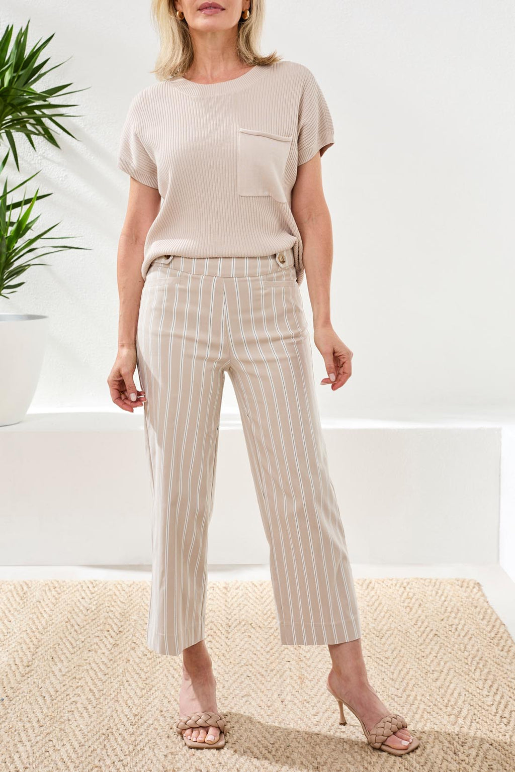 Pull On Capri with Button Tab