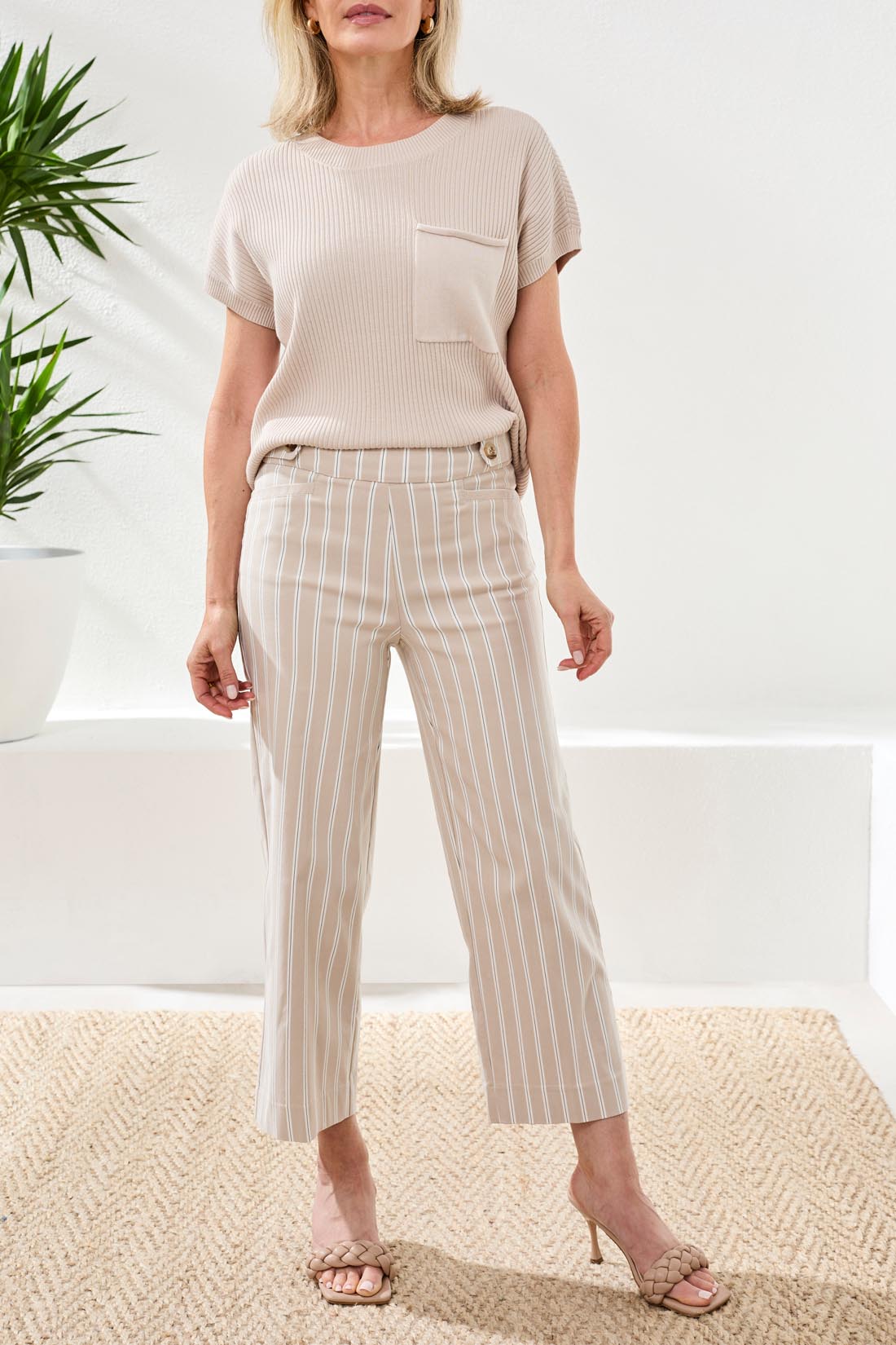 Pull On Capri with Button Tab