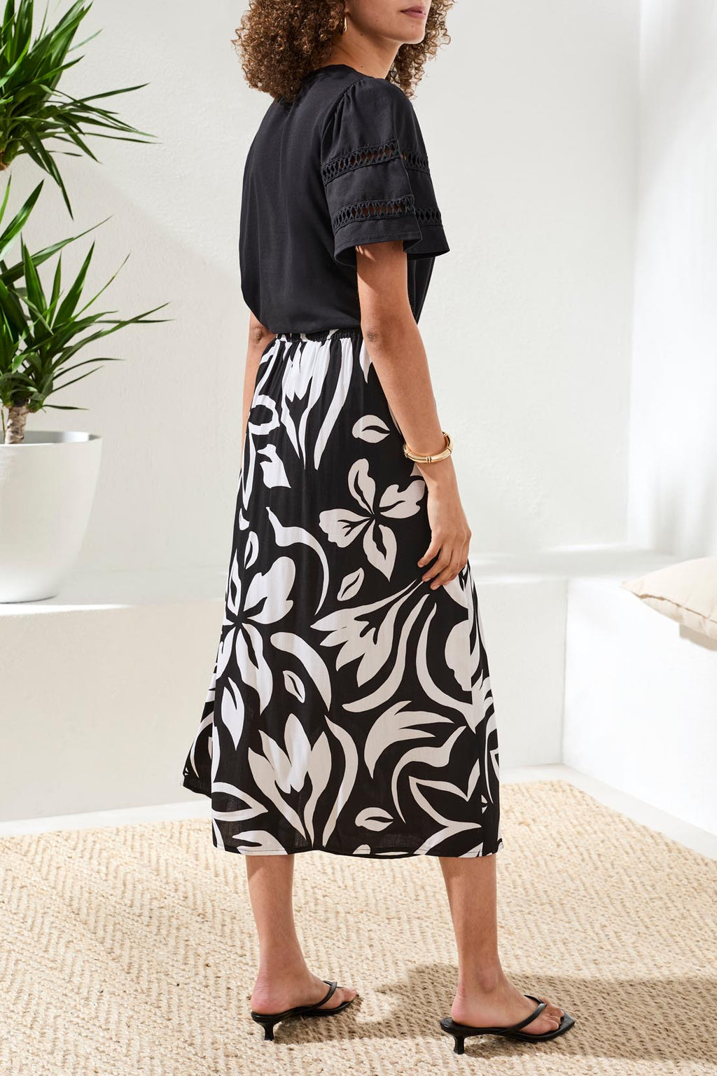 Pull On Wrap Front Midi Skirt