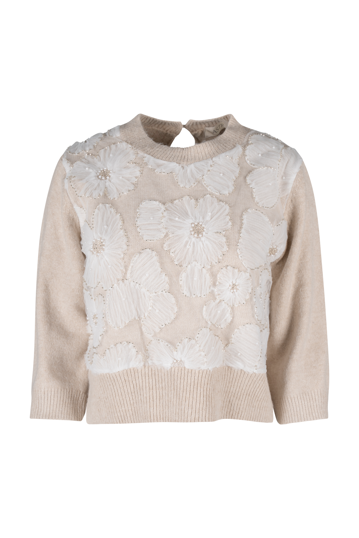 Floral Applique 3/4 Sleeve Sweater