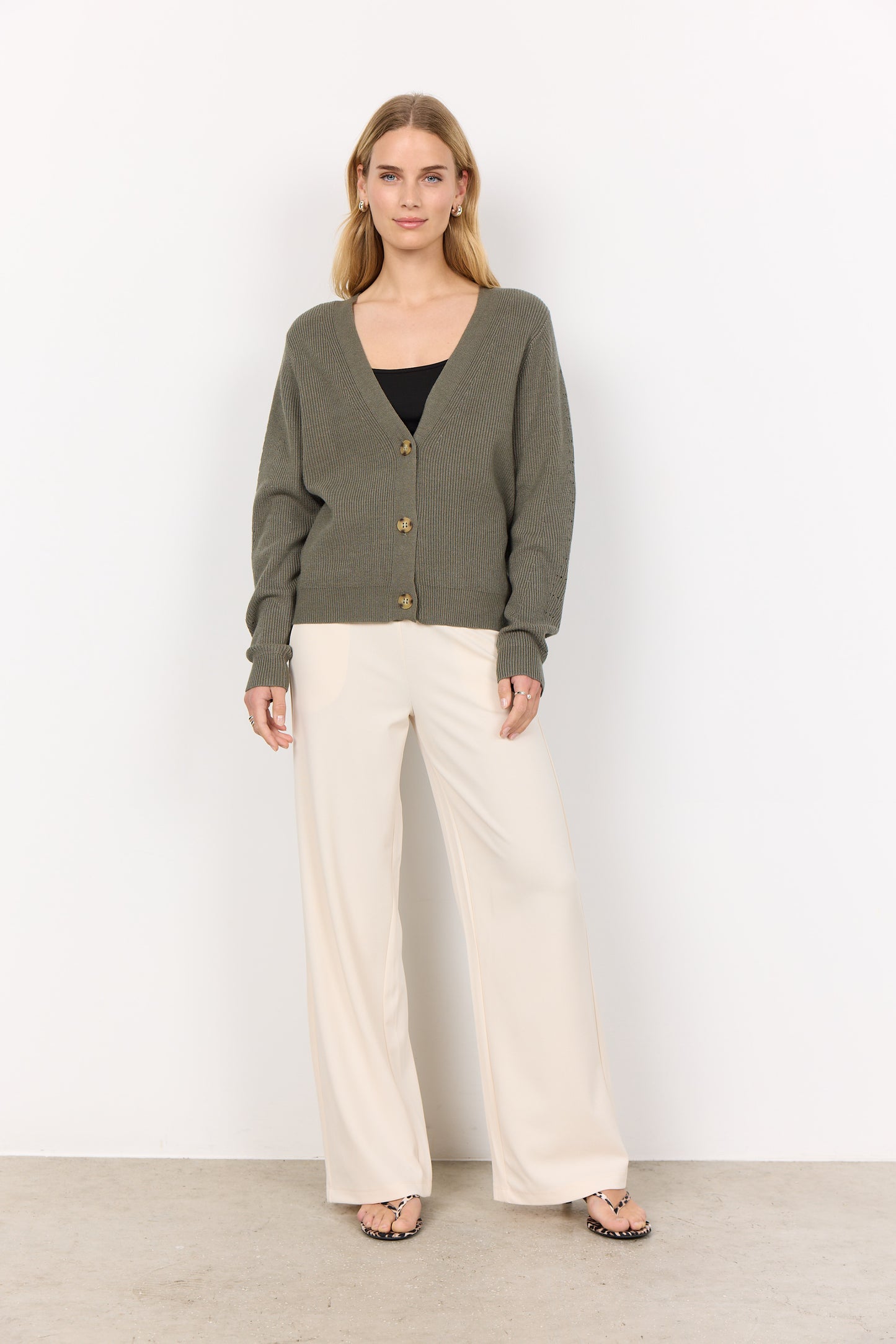 Kanita Button Front V-Neck Cardigan